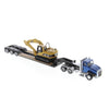 Diecast Masters 1/87 Cat CT660 Cab Tractor & Lowboy with Excavator