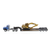 Diecast Masters 1/87 Cat CT660 Cab Tractor & Lowboy with Excavator