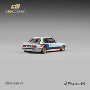 CM Model 1/64 Pandem M3 E30 Alpine White with M Tri-Stripes