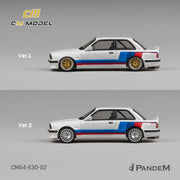 CM Model 1/64 Pandem M3 E30 Alpine White with M Tri-Stripes