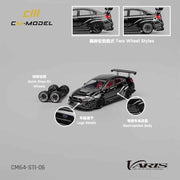 CM Model 64-STI-06 1/64 Subaru Varis WRX STI Wide Body 1.0 Chome Black