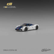 CM Model CM64-Utopia-08 1/64 Pagani Utopia Bianco Benny with Blu Francia Carbon & Rosso Monza Stripe