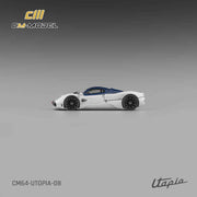 CM Model CM64-Utopia-08 1/64 Pagani Utopia Bianco Benny with Blu Francia Carbon & Rosso Monza Stripe