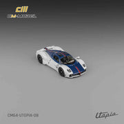 CM Model CM64-Utopia-08 1/64 Pagani Utopia Bianco Benny with Blu Francia Carbon & Rosso Monza Stripe