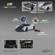 CM Model CM64-Utopia-08 1/64 Pagani Utopia Bianco Benny with Blu Francia Carbon & Rosso Monza Stripe