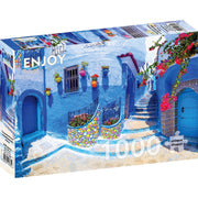 Enjoy 1365 Turquoise Street in Chefchaouen Maroc 1000pc Jigsaw Puzzle