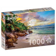 Enjoy 2102 Seychelles Beach at Sunset 1000pc Jigsaw Puzzle