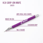 Excel 16020 K-18 Grip On Knife with Safety Cap Black