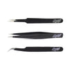 Excel 30430 Black Tweezers Set 3pc