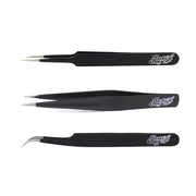Excel 30430 Black Tweezers Set 3pc