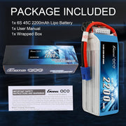 Gens Ace 22.2V 6S 2200mAh 45C Soft Case LiPo Battery (EC3 Plug)