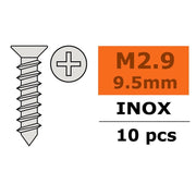 G-Force 0276-001 Selftapping Countersunk Screw 2.9*9.5 Inox (10pcs)