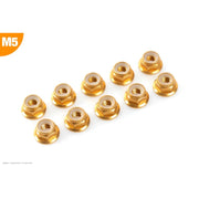 G-Force 0401-050 Flanged Nylstop Nut M5 Gold Aluminium (10 pcs)