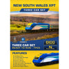 Gopher Models N Scale New South Wales XPT 3pc Set Trainlink Blue No Logo Livery