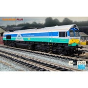 Hornby R30428TXS OO Railroad Plus: Class 66 - Aggregates Industries - 67711 Sence Digital Diesel Locomotive (DCC Sound Fitted)