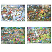 House of Puzzles Seasons on the Green 4 x 500pc Jigsaw Puzzle Multipack