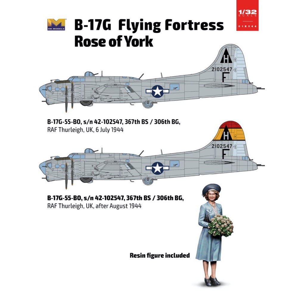 Hong Kong Models 01E044 1/32 B-17G Early Version Rose of York Limited Edition incl Princess Elizabeth  Resin Figure