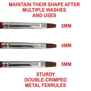 Icky Sticky 14018 Synthetic Flat Detail Paint Brush Set