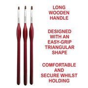 Icky Sticky 14018 Synthetic Flat Detail Paint Brush Set