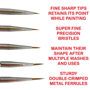 Icky Sticky 14024 Synthetic Hair Detail Paint Brush Set 2 3 4 5 6