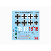 ICM 72131 1/72 Messerschmitt Bf 109E-3 WWII German Fighter 4823044400362