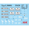 ICM DS3529 1/35 Vehicles of the D.A.K s.E.Pkw Kfz.70 with Zwillingssockel 36, Typ L3000S, le.gl.Einheitz-Pkw Kfz.2 4823044411689