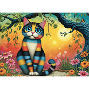 JaCaRou Colorful Striped Cat 1000pc Jigsaw Puzzle