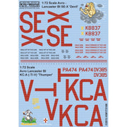 Kits-World 72108 1/72 Avro Lancaster B.I/III SE-X KB837  BI KC-A PA474 DV 385 Thumper MkIII 617 Sqn, Flt Lt Bob Knight