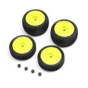 Losi LOS-1762 Yellow Wheel and Tyre Set Micro-B