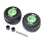 Losi BKT 2.6in Medium Compound Monster Truck Tyre mounted on Green Wheels LMT 2.0 LOS-1818