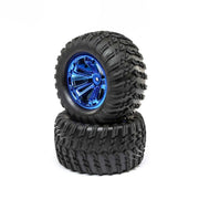 Losi LOS43019 Wheel and Tire Mounted Blue Chrome (2) Tenacity T