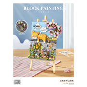 Loz 1386 Drawing Painting Cat and Mouse Sleeping on Wall