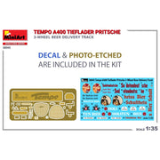 MiniArt 38045 1/35 Tempo Tieflader Pritsche 3 Wheel Beer Dalivery Truck