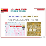 MiniArt 1/35 1.5t 4x4 G506 Cargo Truck Model Kit