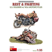 Miniart 53068 1/35 Rest & Fighting U.S. Soldiers with WLA Motorcycles