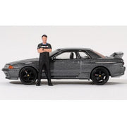 Mini GT 1/64 Nissan Skyline GT-R (R32) Nismo Gunmetal W/ Matsuda Figure Tsugio Matsuda Collection