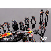 Mini GT Oracle Red Bull Racing RB19 No.1 Max Verstappen 2023 Japanese Grand Prix Pit Crew Set Limited Edition 5000 Sets