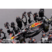 Mini GT Oracle Red Bull Racing RB19 No.1 Max Verstappen 2023 Japanese Grand Prix Pit Crew Set Limited Edition 5000 Sets