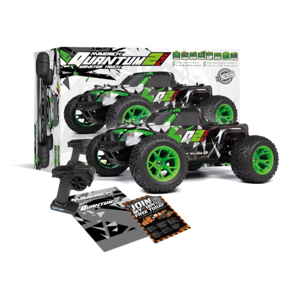 Maverick Quantum2 MT Flux 1/10 4WD Brushless Electric RC Monster Truck Green 150406