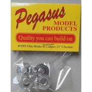 Pegasus 1095 1/24 Disc Brake and Caliper (4) 23 Chrome for Scale Models