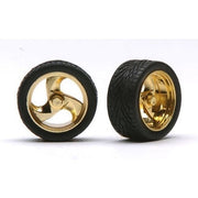 Pegasus 1204 1/24 Tri-Blades Rims W/Tires Gold for Scale Models