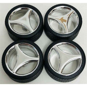 Pegasus 1/24 Three Spoke Rims with Tires Chrome for Scale Models