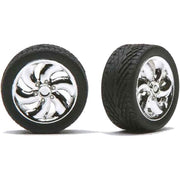Pegasus 1/24 Cyclones Rims with Tires Chrome for Scale Models