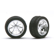 Pegasus 1/24 Daggers Rims with Tires Chrome for Scale Models