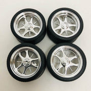 Pegasus 1/24 Daggers Rims with Tires Chrome for Scale Models