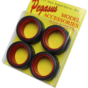 Pegasus 1/24 Sleeves 23 Inch Stepped Aluminium Polished Red with Tire for Scale Models