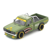 Pop Race 1/64 Datsun 620 Pickup Pandem Fighter Green Shark