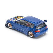 Pop Race 1/64 Pandem Civic EG6 Metallic Blue with Open Bonnet
