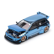 Pop Race 64-0206 1/64 Pandem Civic EG6 Blue Chorme