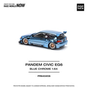 Pop Race 64-0206 1/64 Pandem Civic EG6 Blue Chorme